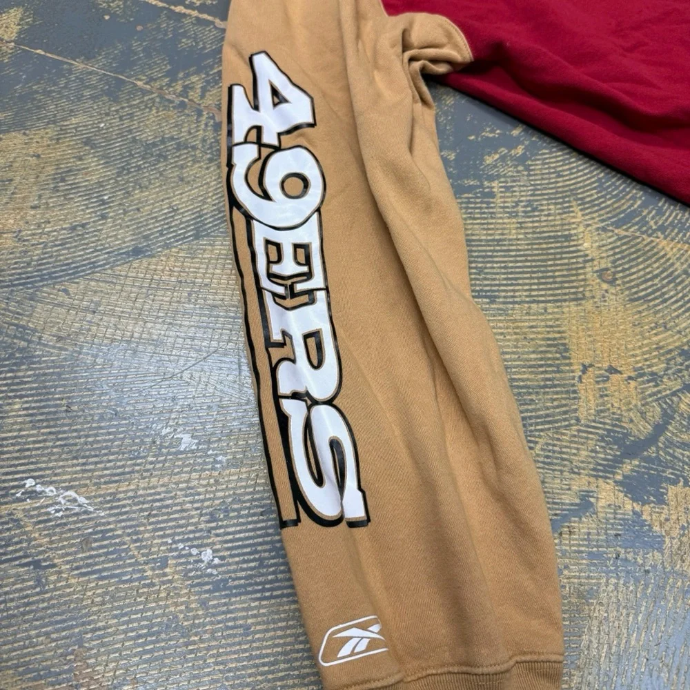 Reebok San Francisco 49ers Hooded Pull Over Sweater Helmet Medium Vintage NFL - Picture 8 of 8